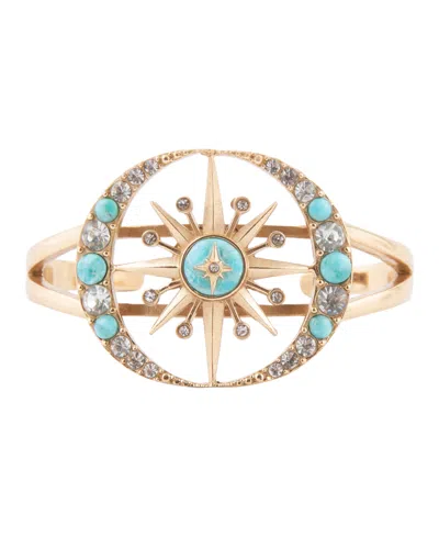 Barse Celestial Blue Turquoise Golden Cuff Bracelet