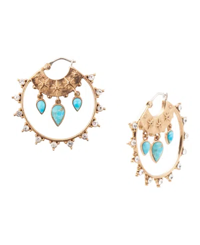 Barse Celestial Blue Turquoise Golden Hoop Earrings