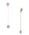 Barse Chained Up Genuine Purple Amethyst Golden Bronze Kite Drop Earrings In Purple