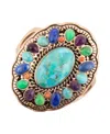 Barse Concho Colorful Golden Statement Ring In Multi