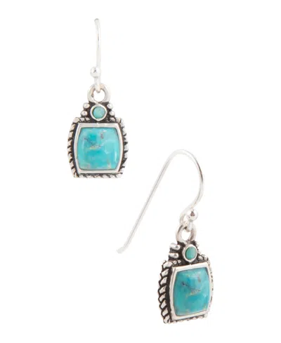 Barse Delicately Detailed Blue Turquoise And Silver Earrings In Multi