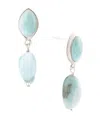 Barse Dolce Genuine Blue Larimar Sterling Silver Oval And Natural Earrings In Blue