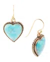 Barse Drop Genuine Blue Turquoise Heart Earrings In Genuine Blue Turquoise