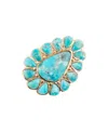 Barse Durango Blue Turquoise Golden Statement Ring In Blue