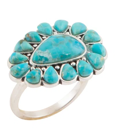 Barse Durango Blue Turquoise Multi-stone Silver Ring