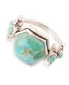 Barse Emile Blue Turquoise And Sterling Silver Hexagon Ring In Genuine Turquoise