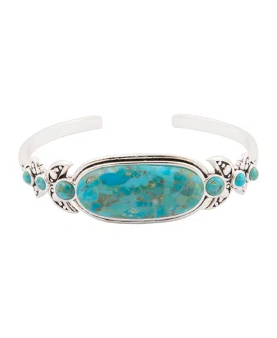 Barse Emile Blue Turquoise Silver Cuff Bracelet In Green