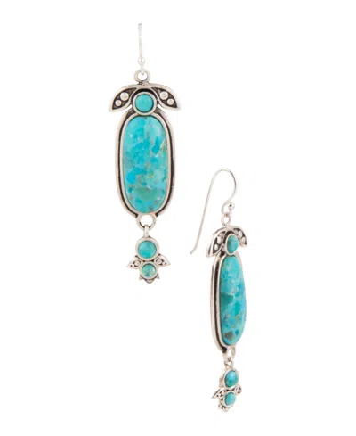 Barse Emile Blue Turquoise Silver Dangle Earrings