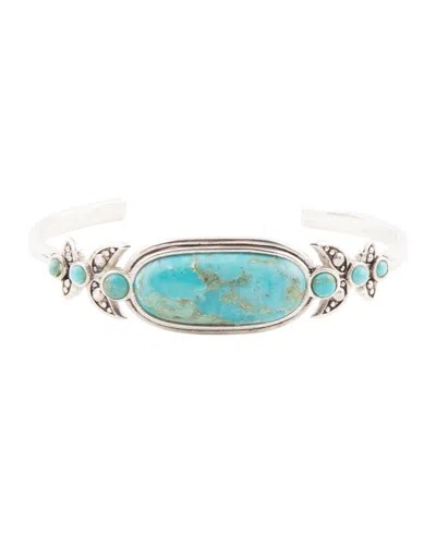 Barse Emile Blue Turquoise Sterling Silver Oval Cuff Bracelet In Genuine Turquoise