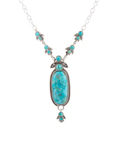 Barse Emile Silver And Blue Turquoise Pendant Necklace