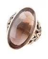 Barse Enchanted Smoky Quartz Golden Bronze Oval Ring In Genuine Smoky Quartz