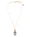 Barse Etta Genuine Black Mother Of Pearl Oval Pendant Necklace In Genuine Black Mother Of Pearl