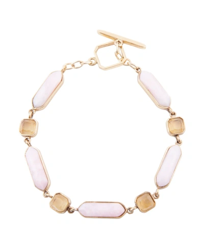 Barse Etta Genuine Pink Opal And Yellow Quartz Abstract Link Bracelet