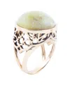 Barse Flora Bronze And Genuine Canadian Jade Ring In Canadian Jade