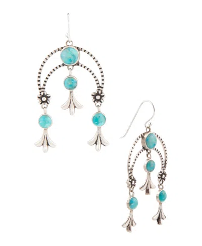 Barse Floral Chandelier Blue Turquoise Silver Earrings