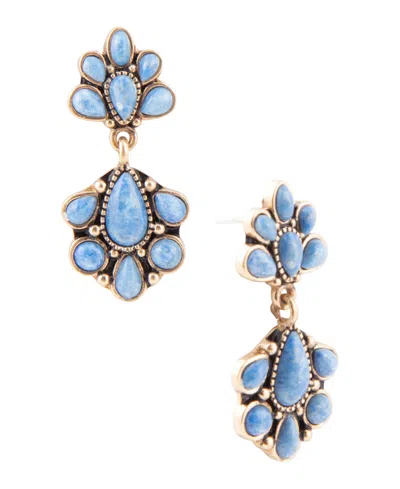 Barse Genuine Blue Lapis Concho Denim Drop Earrings