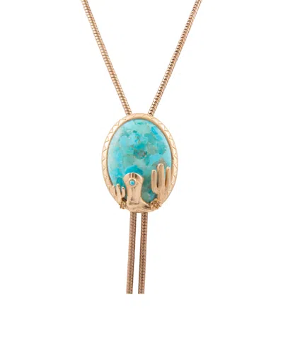 Barse Genuine Blue Turquoise Bolo Tie Pendant Necklace In Multi