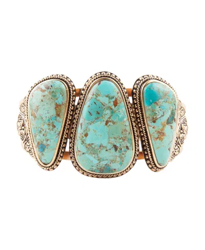 Barse Genuine Blue Turquoise Cuff Bracelet In Gold