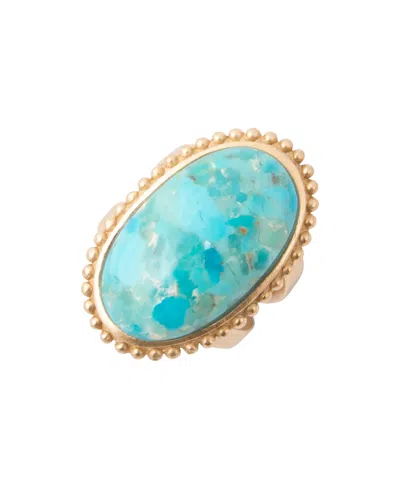 Barse Genuine Blue Turquoise Statement Open Ring