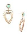 Barse Genuine Chrysophase Golden Bronze Abstract Drop Earrings In Green