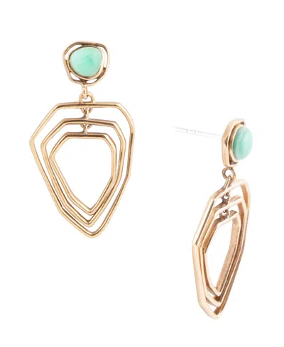 Barse Genuine Chrysophase Golden Bronze Abstract Drop Earrings In Green