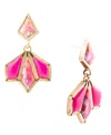 Barse Genuine Pink Agate And Pink Coral Matrix Golden Kite Drop Earrings In Genuine Pink Agate,genuine Pink Coral M