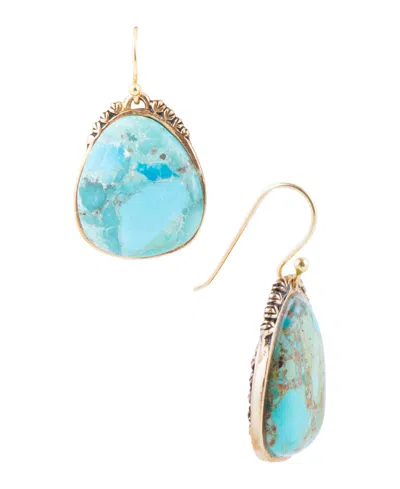 Barse Genuine Turquoise Agave Statement Chandelier Drop Earrings In Blue