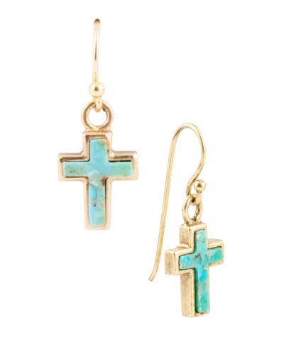 Barse Genuine Turquoise Fish Hook Drop Earrings In Multi