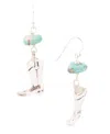 Barse Genuine Turquoise Magnesite And Sterling Silver Boot Charm Earrings