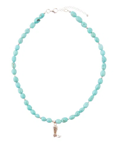 Barse Genuine Turquoise Magnesite And Sterling Silver Boot Charm Necklace