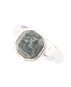 Barse Hammered Genuine Green Seraphinite Octagan Sterling Silver Ring In Genuine Green Seraphinite