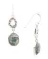 Barse Hammered Genuine Seraphinite Octagon Drop Earrings In Green