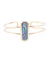 Barse Inlay Genuine Abalone Golden Bronze Rectangle Cuff Bracelet In Genuine Abalone