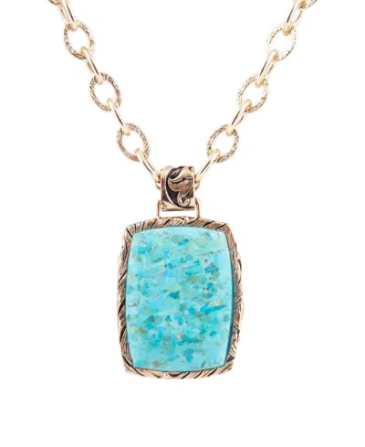 Barse Jacquard Blue Turquoise Golden Pendant Necklace