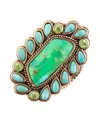 Barse Legacy Lime Green And Blue Turquoise Golden Statement Ring In Multi