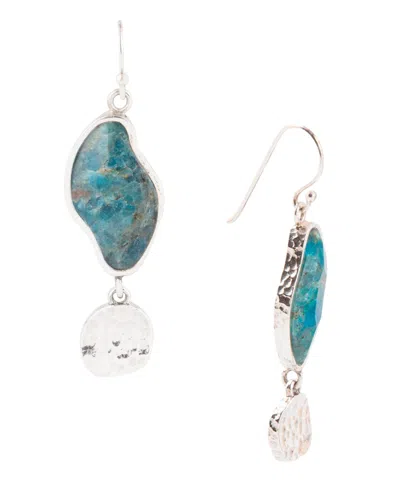 Barse Luna Genuine Apatite Abstract Shape Drop Earrings In Blue