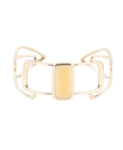 Barse Luster Genuine Yellow Agate Rectangle Cuff Bracelet