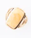 Barse Luster Yellow Agate Golden Bronze Rectangle Ring In Genuine Yellow Agate