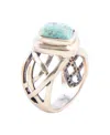 Barse Marvelous Bronze And Genuine Turquoise Band Ring In Turquoise