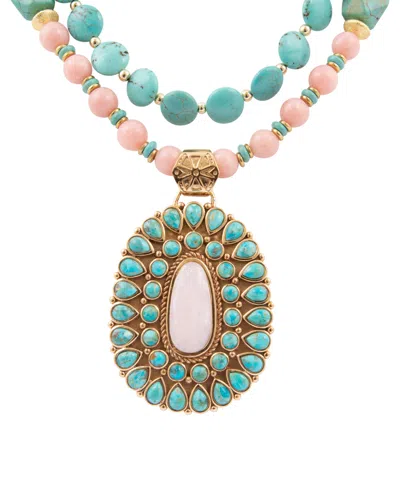 Barse Multi-stone Gold-tone Statement Layered Necklace
