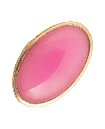 Barse Ovation Genuine Pink Jade Gold-tone Oval Ring