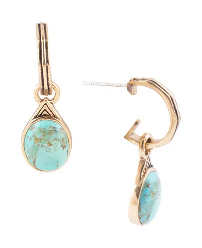 Barse Phoenix Genuine Blue Turquoise Oval Half Hoop Earrings In Genuine Turquoise