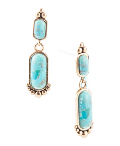 Barse Plateau Blue Turquoise And Golden Earrings In Orange