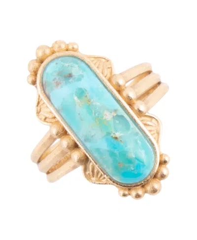 Barse Plateau Blue Turquoise And Golden Ring In Orange