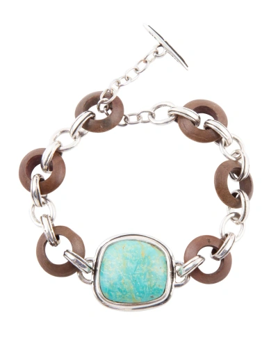 Barse Precious Genuine Turquoise Abstract Link Bracelet