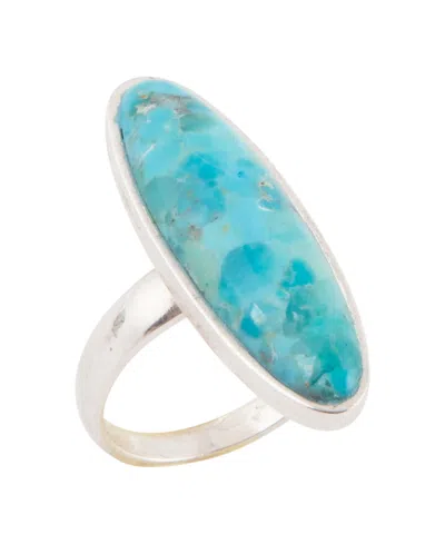 Barse Pueblo Blue Turquoise And Silver Oval Ring In Metallic