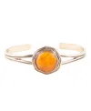 Barse River Rocks Genuine Orange Quartz Abstract Cuff Bracelet In Genuine Orange Quartz