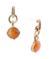 Barse River Rocks Genuine Orange Quartz And Golden Bronze Abstract Drop Earrings In Orange