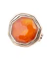 Barse River Rocks Orange Quartz Golden Bronze Octagon Ring In Genuine Orange Quartz