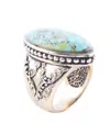 Barse Rodeo Bronze And Genuine Turquoise Statement Ring In Turquoise